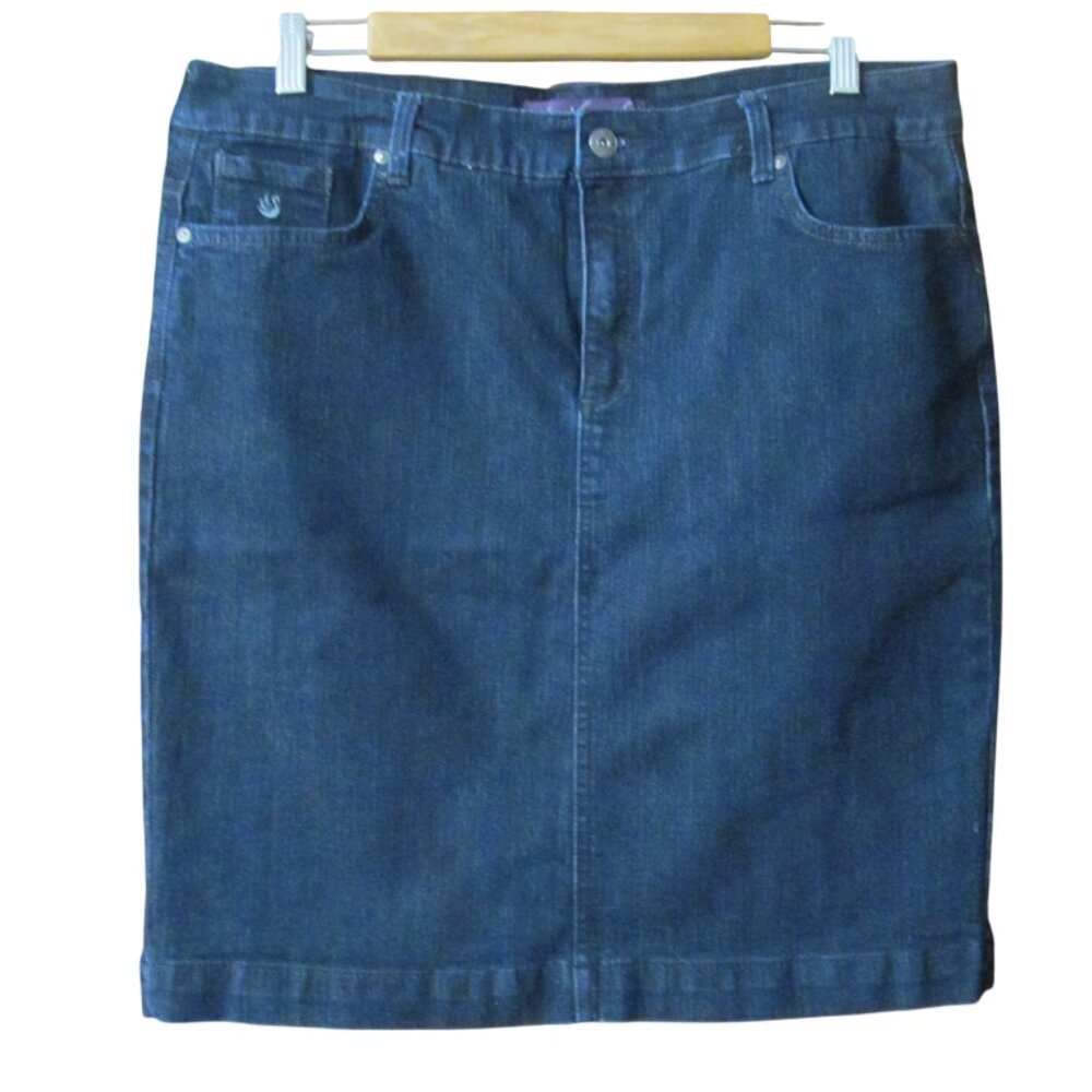 Gloria Vanderbilt Navy Blue Denim Pencil Skirt